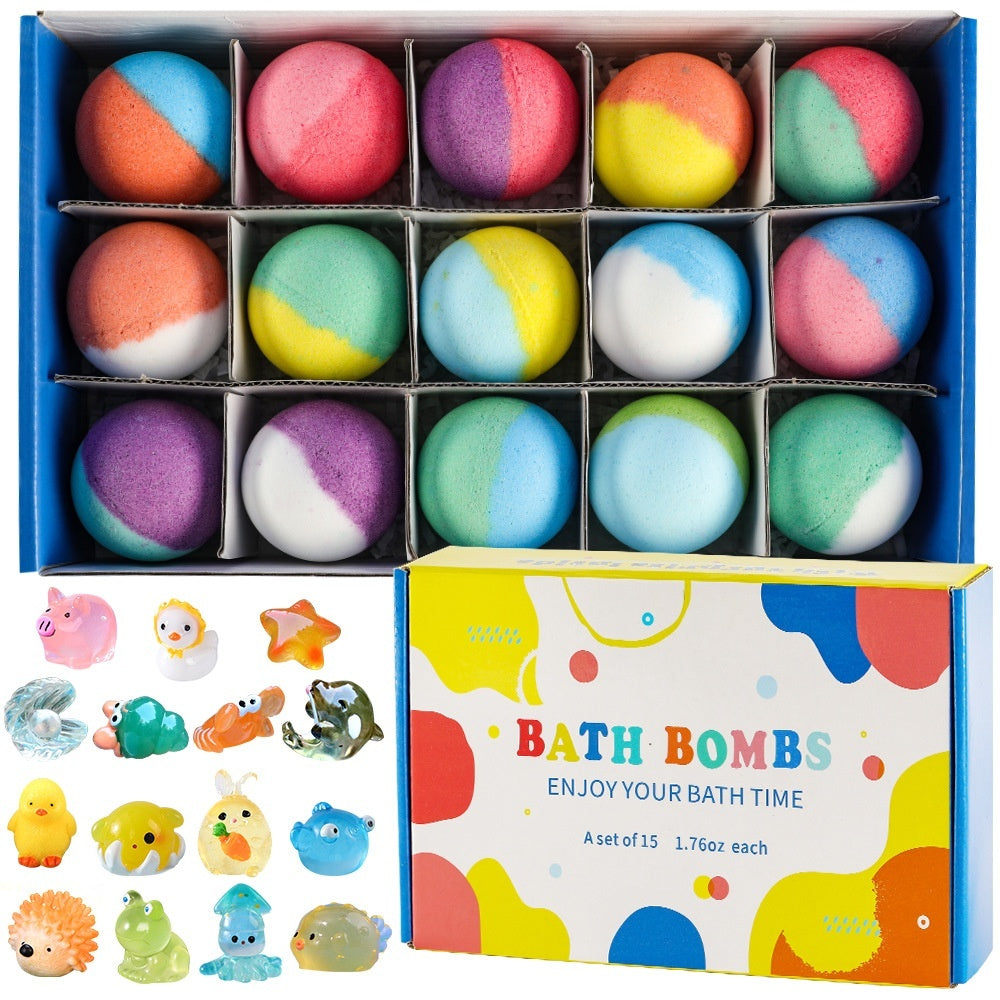Bath Bomb Set (15pcs) for kids – Fun Colorful Bath Toys Inside
